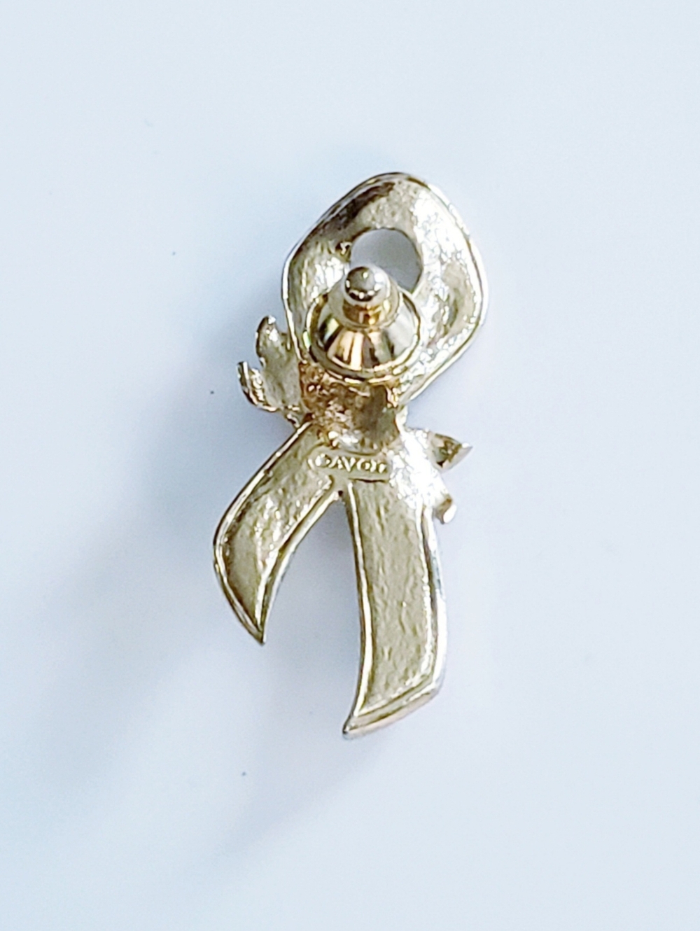 AVON Breast Cancer Gold & Pink Flower Ribbon Tack Pin With Rose Accents - Picture 3 of 6